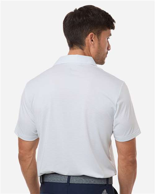 adidas A2026 Men's Ultimate365 Pencil Stripe Climacool Polo - White/ Wonder Sage - OnModelBack