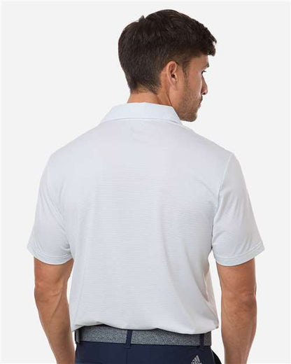 adidas A2026 Men's Ultimate365 Pencil Stripe Climacool Polo - White/ Wonder Sage - OnModelBack