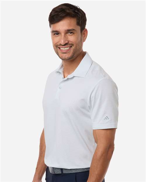 adidas A2026 Men's Ultimate365 Pencil Stripe Climacool Polo - White/ Wonder Sage - OnModelSide