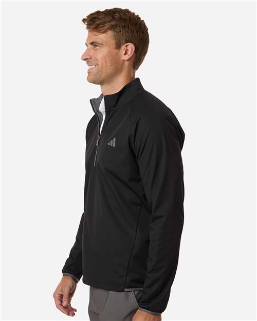 adidas A2027 Men's Ultimate365 Wind Quarter-Zip Pullover - Black - OnModelSide