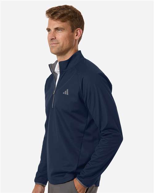 adidas A2027 Men's Ultimate365 Wind Quarter-Zip Pullover - Collegiate Navy - OnModelSide