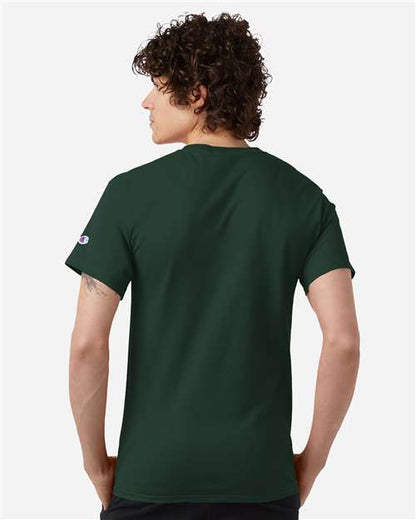 Champion CH1000 Unisex Jersey T-Shirt - Dark Green - OnModelBack