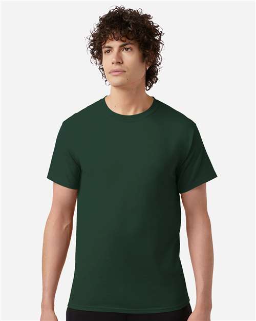 Champion CH1000 Unisex Jersey T-Shirt - Dark Green - OnModelFront