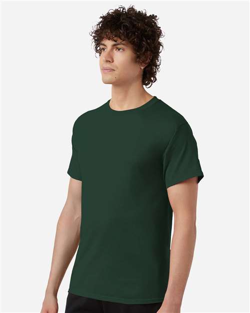 Champion CH1000 Unisex Jersey T-Shirt - Dark Green - OnModelSide