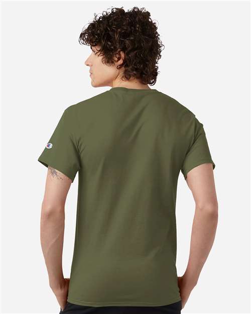 Champion CH1000 Unisex Jersey T-Shirt - Fresh Olive - OnModelBack