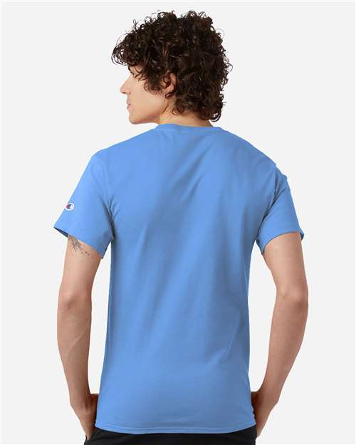Champion CH1000 Unisex Jersey T-Shirt - Light Blue - OnModelBack