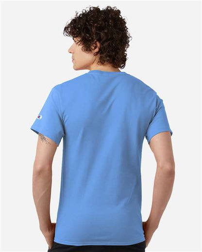 Champion CH1000 Unisex Jersey T-Shirt - Light Blue - OnModelBack