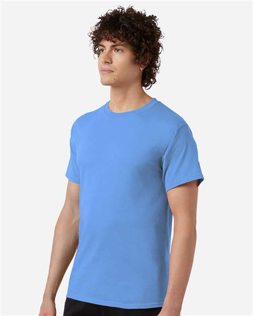 Champion CH1000 Unisex Jersey T-Shirt - Light Blue - OnModelSide