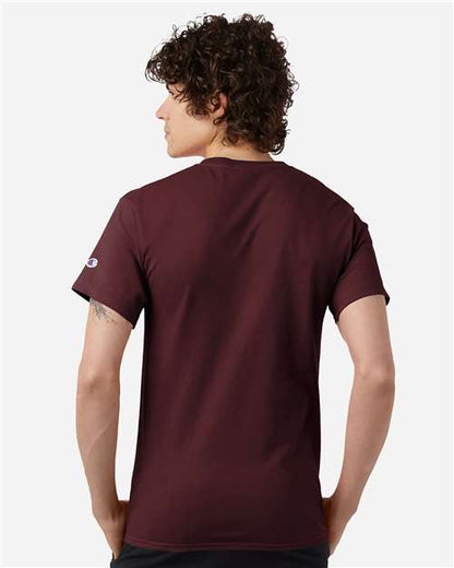 Champion CH1000 Unisex Jersey T-Shirt - Maroon - OnModelBack