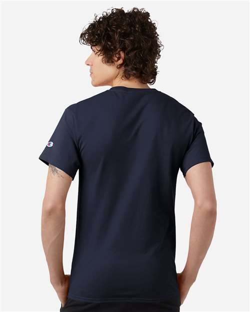 Champion CH1000 Unisex Jersey T-Shirt - Navy - OnModelBack