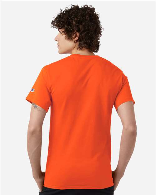 Champion CH1000 Unisex Jersey T-Shirt - Orange - OnModelBack