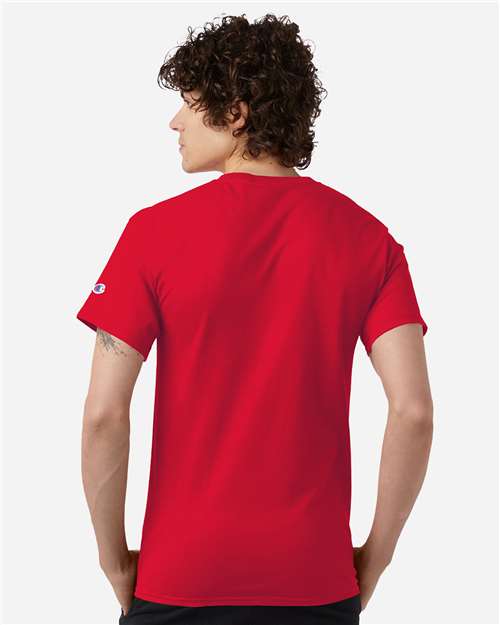 Champion CH1000 Unisex Jersey T-Shirt - Red - OnModelBack
