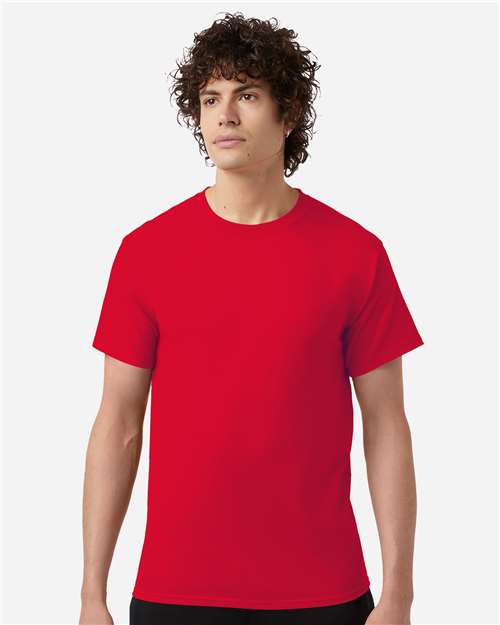 Champion CH1000 Unisex Jersey T-Shirt - Red - OnModelFront