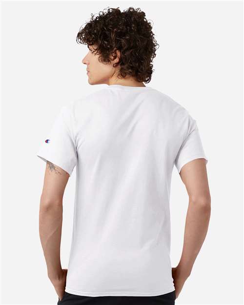 Champion CH1000 Unisex Jersey T-Shirt - White - OnModelBack