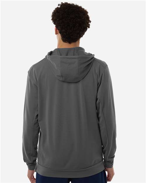 adidas AT208 Men's Game & Go Fleece Full-Zip Hooded Sweatshirt - Team Grey Four - OnModelBack