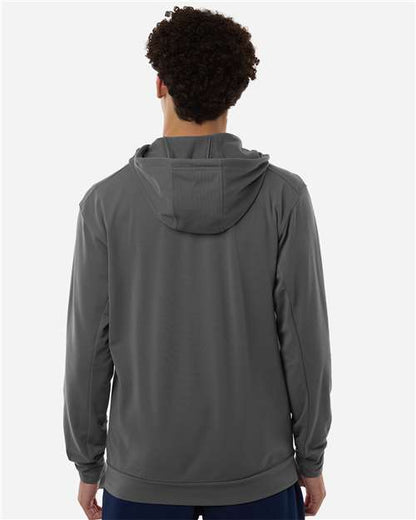adidas AT208 Men's Game & Go Fleece Full-Zip Hooded Sweatshirt - Team Grey Four - OnModelBack