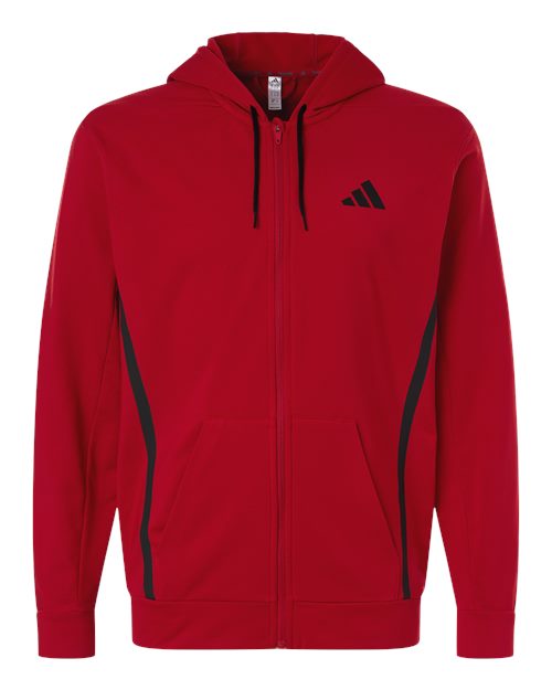 adidas AT208 Men's Game & Go Fleece Full-Zip Hooded Sweatshirt - Team Power Red - Front
