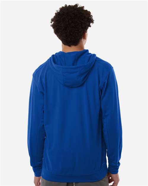 adidas AT208 Men's Game & Go Fleece Full-Zip Hooded Sweatshirt - Team Royal Blue - OnModelBack