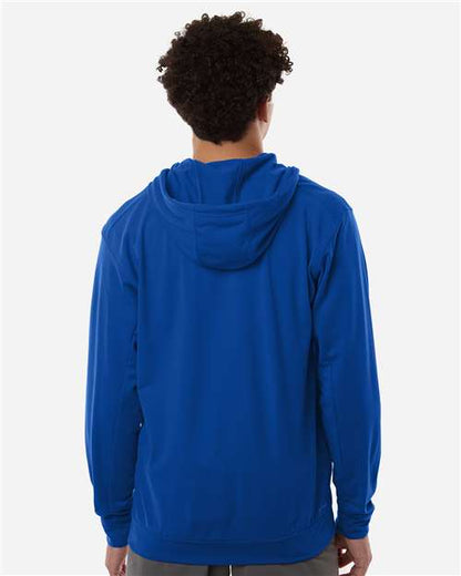 adidas AT208 Men's Game & Go Fleece Full-Zip Hooded Sweatshirt - Team Royal Blue - OnModelBack