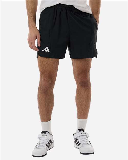 adidas AT304 Men's D4T Woven 7" Shorts - Black/ White - OnModelFront