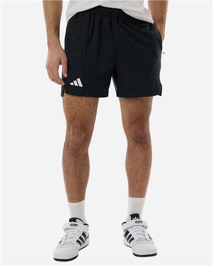 adidas AT304 Men's D4T Woven 7" Shorts - Black/ White - OnModelFront