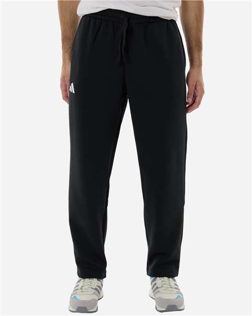 adidas AT215 Men's Fleece Sweatpants - Black/ White - OnModelFront