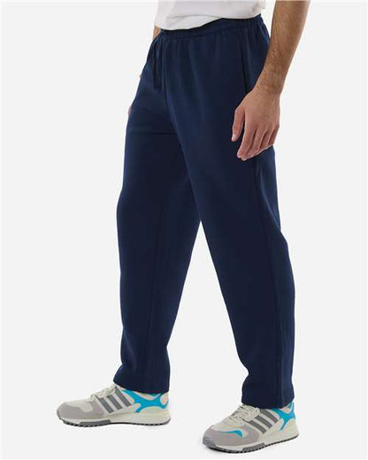 adidas AT215 Men's Fleece Sweatpants - Team Navy Blue/ White - OnModelSide