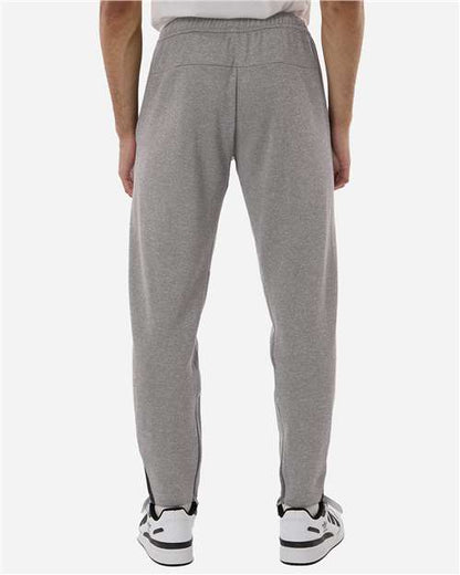 adidas AT218 Men's Game & Go Fleece 3-Bar Sweatpants - Medium Grey Heather - OnModelBack