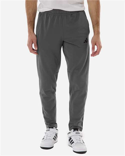 adidas AT218 Men's Game & Go Fleece 3-Bar Sweatpants - Team Grey Four - OnModelFront