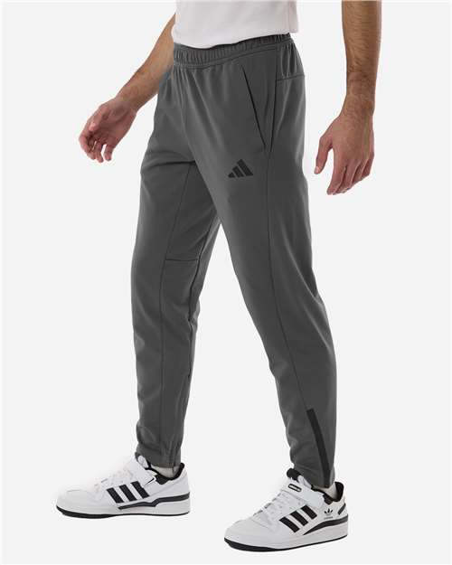 adidas AT218 Men's Game & Go Fleece 3-Bar Sweatpants - Team Grey Four - OnModelSide