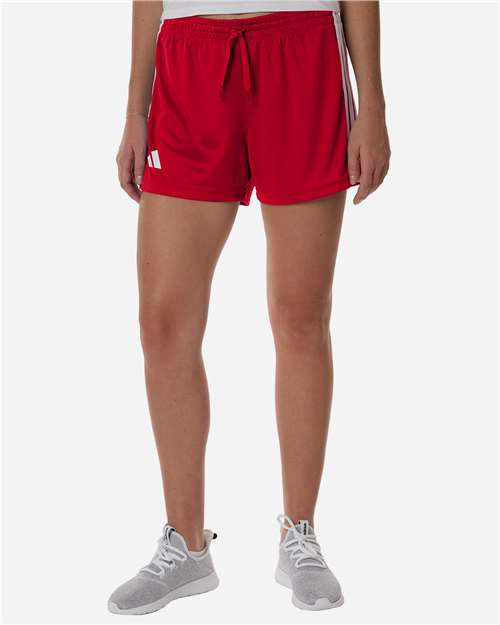 adidas AT301 Women's 3-Stripes 3" Shorts - Team Power Red/ White - OnModelFront