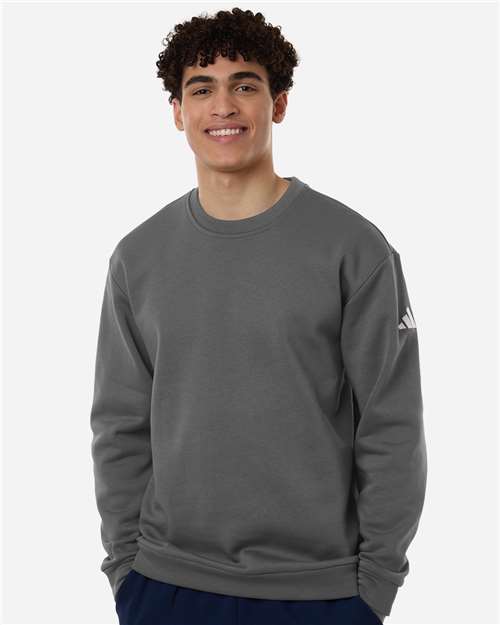 adidas AT200 Men's Fleece Crewneck Sweatshirt - Team Grey Four/ White - OnModelFront