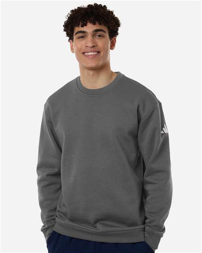 adidas AT200 Men's Fleece Crewneck Sweatshirt - Team Grey Four/ White - OnModelFront