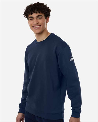 adidas AT200 Men's Fleece Crewneck Sweatshirt - Team Navy Blue/ White - OnModelSide