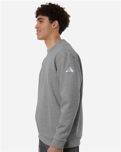 adidas AT200 Men's Fleece Crewneck Sweatshirt - Medium Grey Heather/ White - OnModelSide