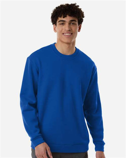 adidas AT200 Men's Fleece Crewneck Sweatshirt - Team Royal Blue/ White - OnModelFront