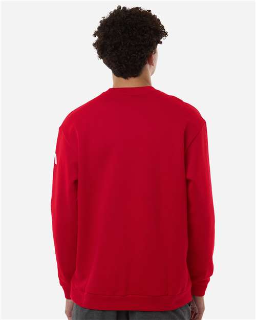 adidas AT200 Men's Fleece Crewneck Sweatshirt - Team Power Red/ White - OnModelBack