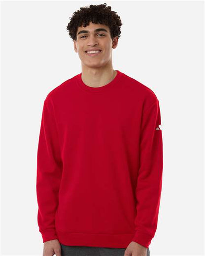 adidas AT200 Men's Fleece Crewneck Sweatshirt - Team Power Red/ White - OnModelFront
