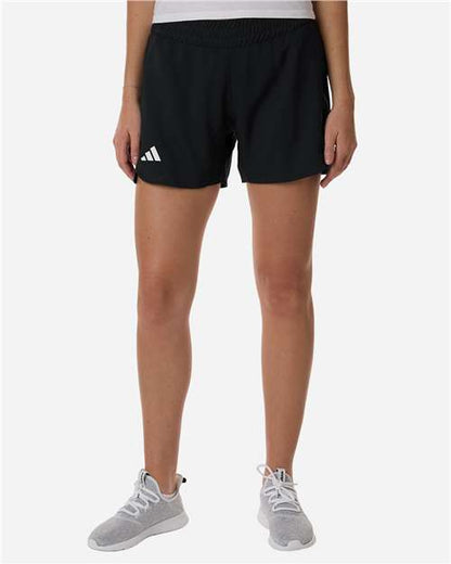 adidas AT306 Women's D4T Woven 3" Shorts - Black/ White - OnModelFront