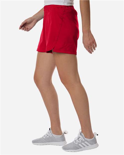 adidas AT306 Women's D4T Woven 3" Shorts - Team Power Red/ White - OnModelSide
