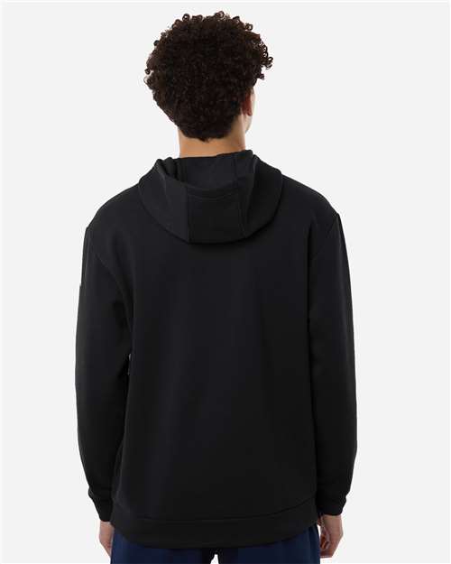 adidas AT203 Men's Fleece Hooded Sweatshirt - Black/ White - OnModelBack