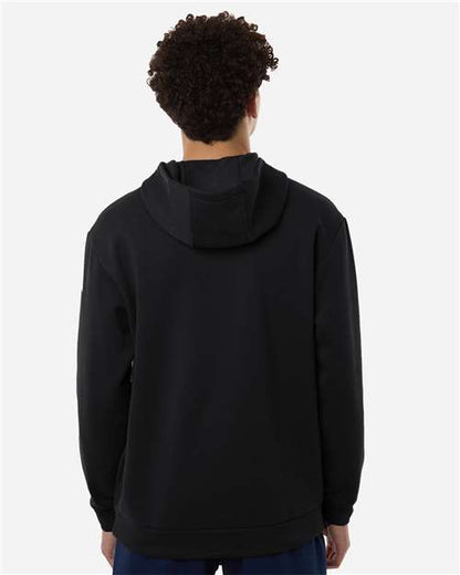 adidas AT203 Men's Fleece Hooded Sweatshirt - Black/ White - OnModelBack