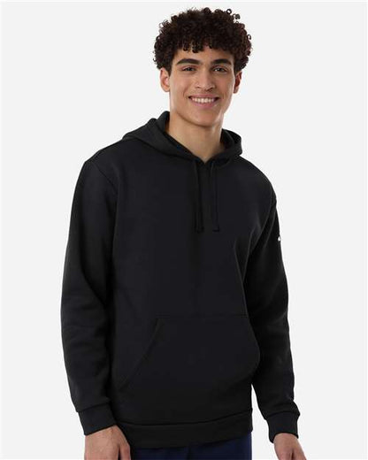 adidas AT203 Men's Fleece Hooded Sweatshirt - Black/ White - OnModelFront