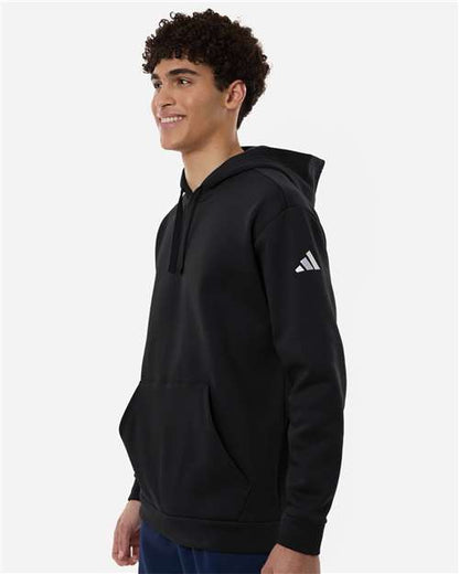 adidas AT203 Men's Fleece Hooded Sweatshirt - Black/ White - OnModelSide