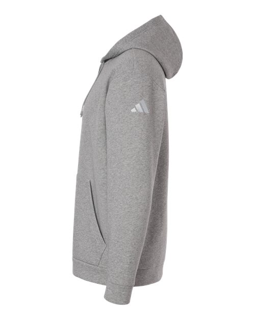adidas AT203 Men's Fleece Hooded Sweatshirt - Medium Grey Heather/ White - DirectSide