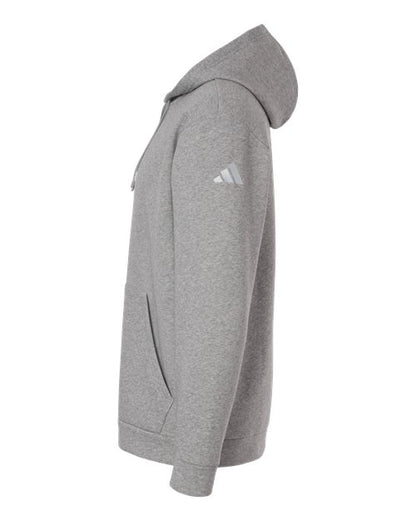 adidas AT203 Men's Fleece Hooded Sweatshirt - Medium Grey Heather/ White - DirectSide