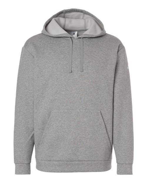 adidas AT203 Men's Fleece Hooded Sweatshirt - Medium Grey Heather/ White - Front