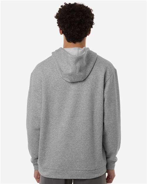 adidas AT203 Men's Fleece Hooded Sweatshirt - Medium Grey Heather/ White - OnModelBack