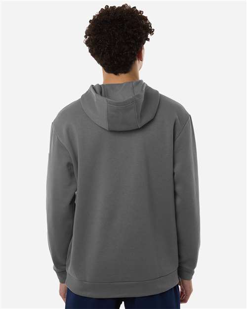 adidas AT203 Men's Fleece Hooded Sweatshirt - Team Grey Four/ White - OnModelBack