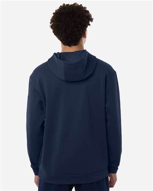 adidas AT203 Men's Fleece Hooded Sweatshirt - Team Navy Blue/ White - OnModelBack